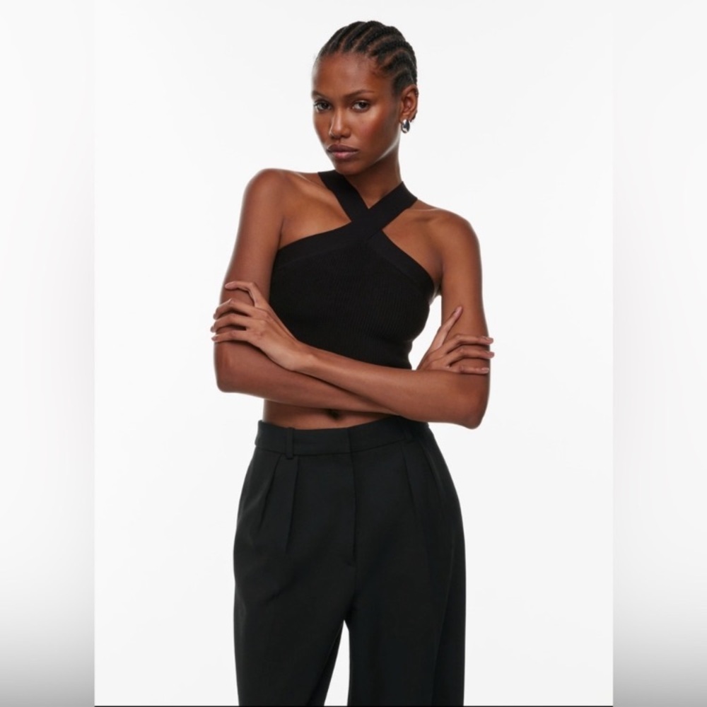 Babaton Sculpt Knit Criss Cross Cropped Tank S